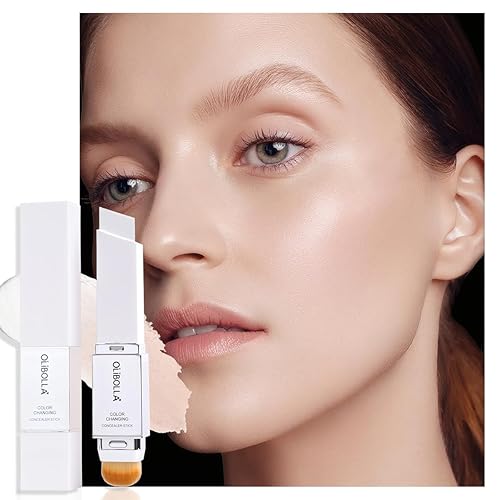 FeiCuiYun Base en barra 2 en 1 que cambia de color, barra de piel color crema, sin peso, ajuste a la piel, acabado satinado brillante, cobertura de