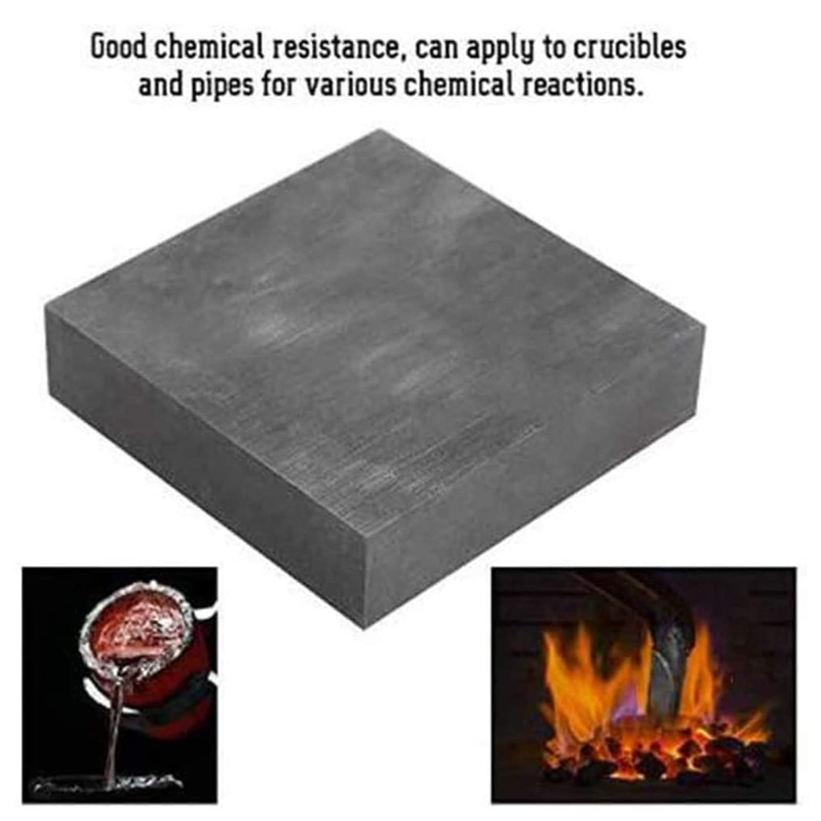 Bloque de grafito, placa de grafito de alta pureza al 99,9%, para fundición de metales, forma de bloque de grafito, largo 200 mm, ancho 100 mm, espesor,15 mm