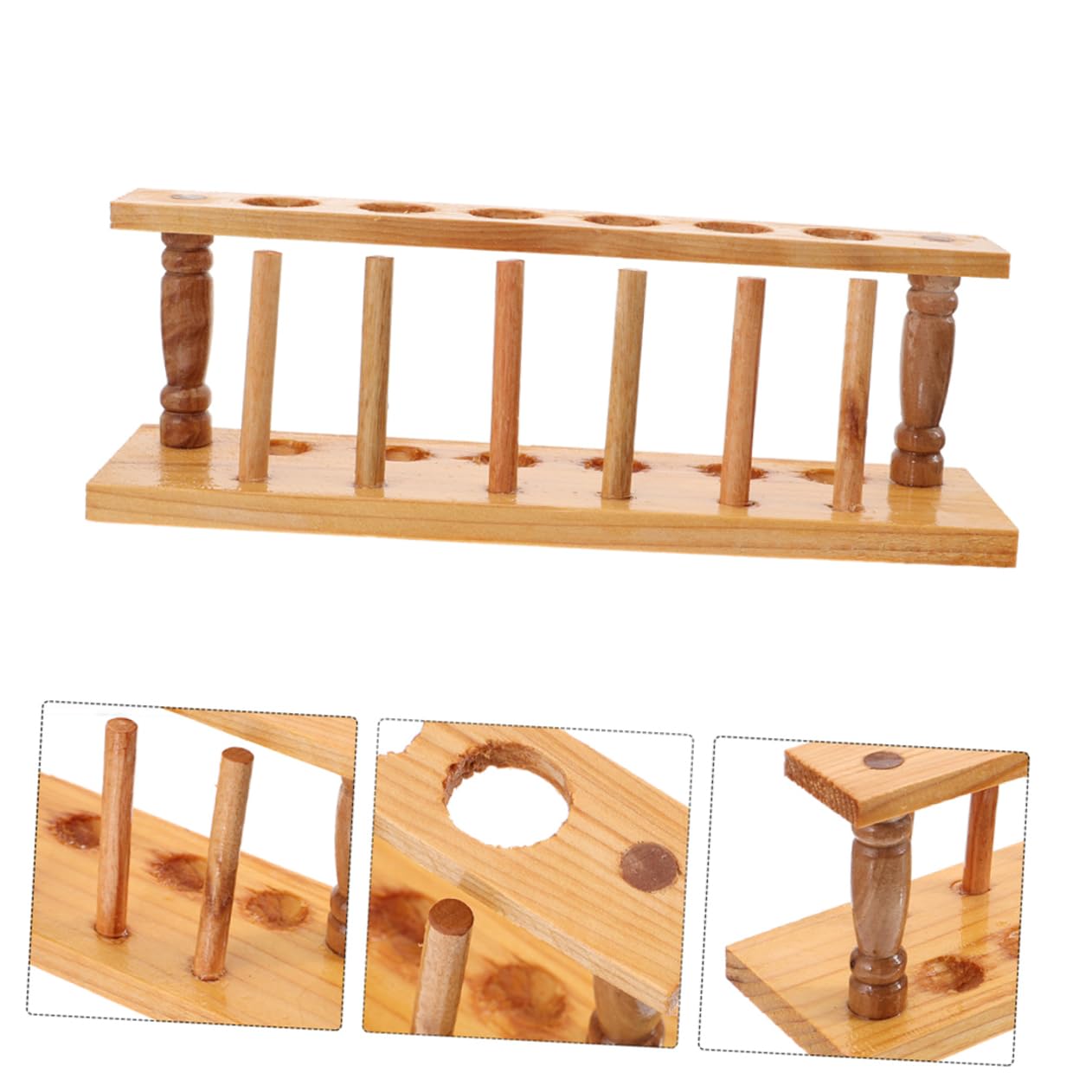 Anneome 3piezas Gradilla De Madera Para Tubos De Soporte De Huecos Organizador De Para Experimentos Científicos y Almacenamiento De Tubos