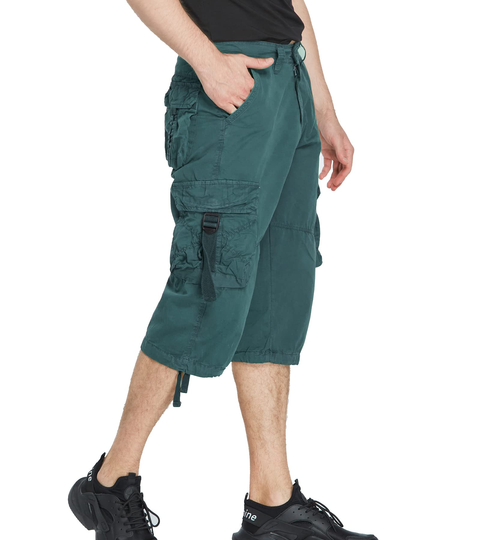 DONGD Mens Cargo Shorts 3/4 Relaxted Fit Capri Pants Below Knee Cargo Short
