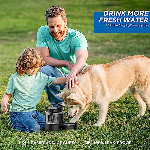 Image of lesotc Portable Dog Water Bottle, 56oz Large Travel Water Bowl Dispenser for Dogs Camping Beach Walking Essentials, Big Pet Bottles Hiking Traveling Park Car Trips Accessories for On the Go, BPA Free