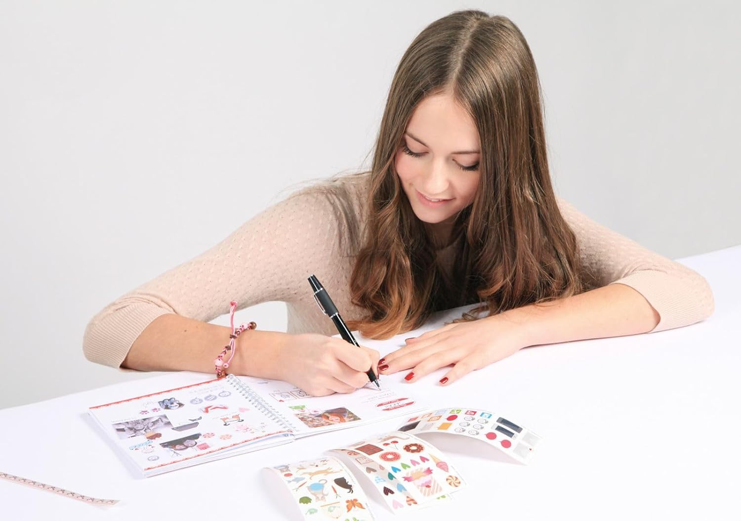 Lena 42332 - Handcraft Set Scrapbook, Complete with Album, Blanks for 20 topics, 18 Sticker Sheets with 300 Motives, Photo Corners and 2 Ribbon Clips, Creative Set for Children from 8 Years of Age
