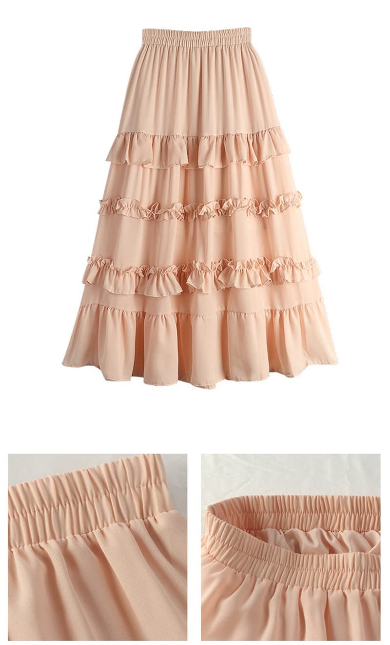 Dninmim Abito da donna in chiffon con cuciture viola abito lungo estivo a vita alta da festa casual