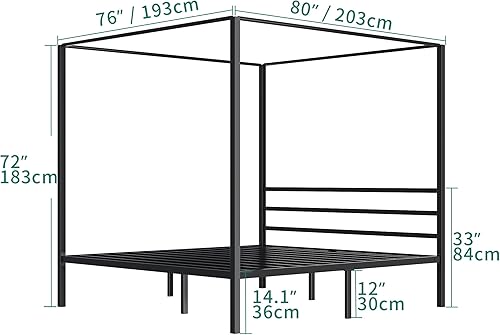 Miniatura 2 de YITAHOME - Marco de cama de metal con cabecera integrada, plataforma de 14 pulgadas, soporte de listones de metal resistente, sin necesidad