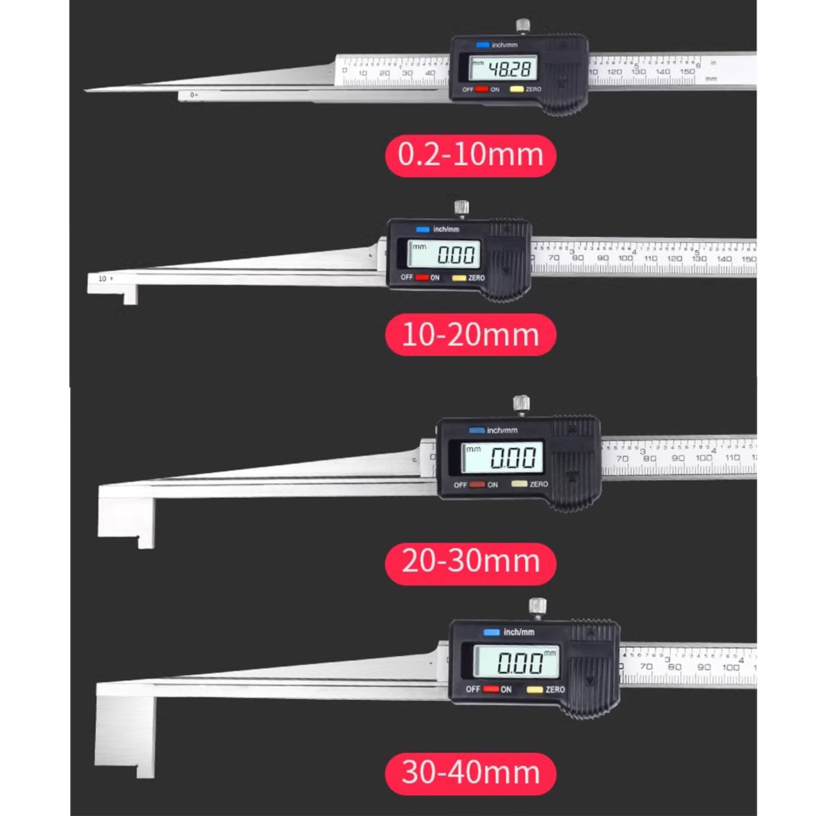 Calibro conico digitale, misuratore di spazi, spessimetro a cuneo for saldatura, con display LCD, scale metriche e in pollici, risoluzione: 0,01 mm, strumenti di misurazione in acciaio inossidab