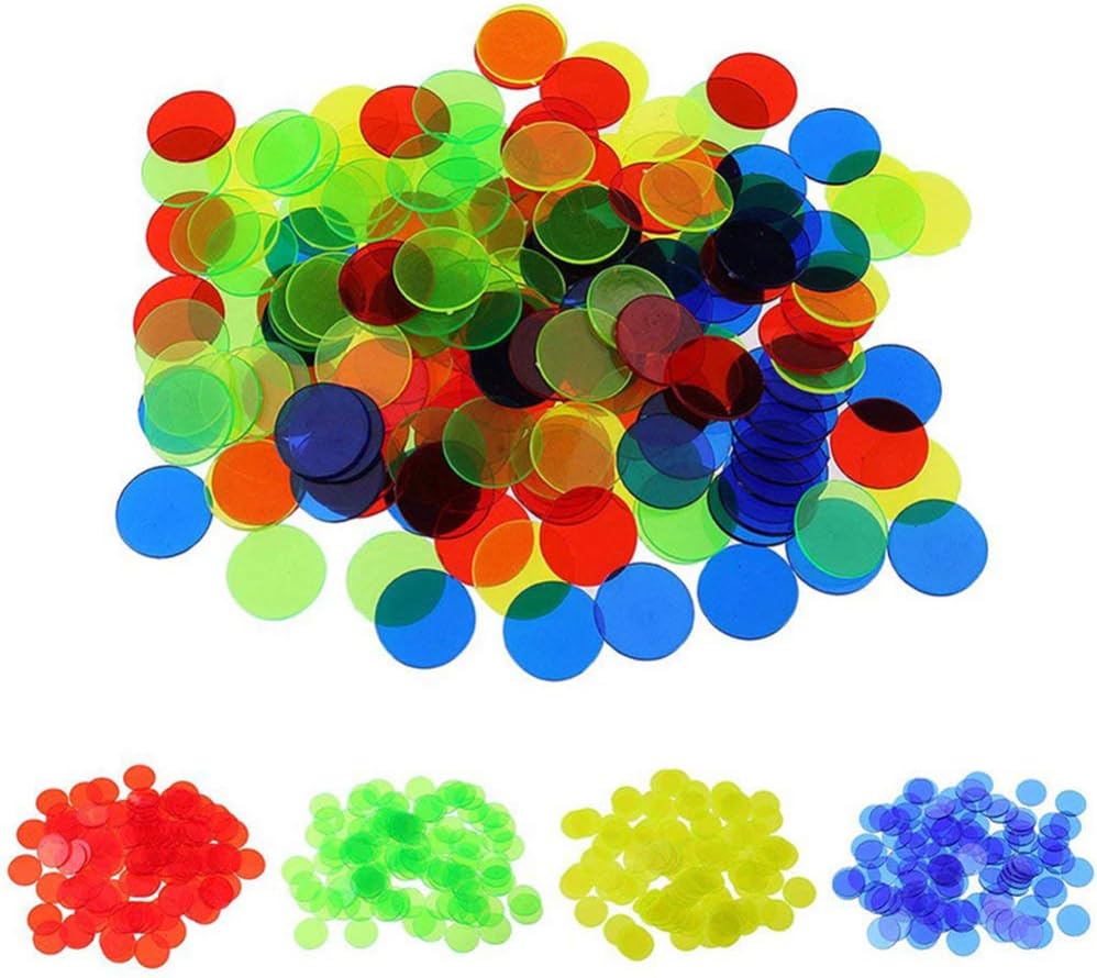 Toddmomy 500Pcs Plastic Bingo Chips 15Mm Colorful Transparent Counters for Counting Math Games Classroom Learning Tools - Image 3
