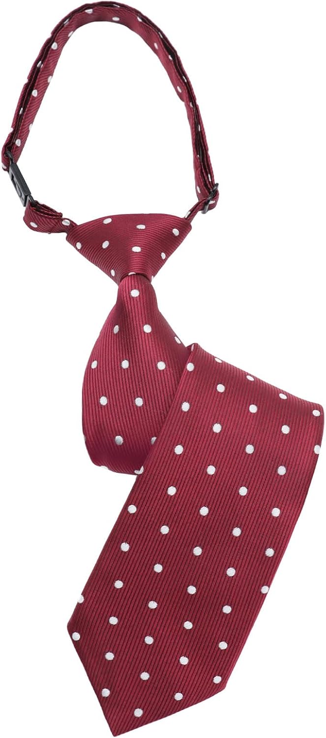 Polka Dot Boys Tie, Pre-tied Kid's Necktie for School Graduation | Adjustable Neck Strap, Quick Wear, Easy Buckle, Many Colors, 13.9 × 2.5 inches, Lightweight Fabric, Lovely Style, Daily