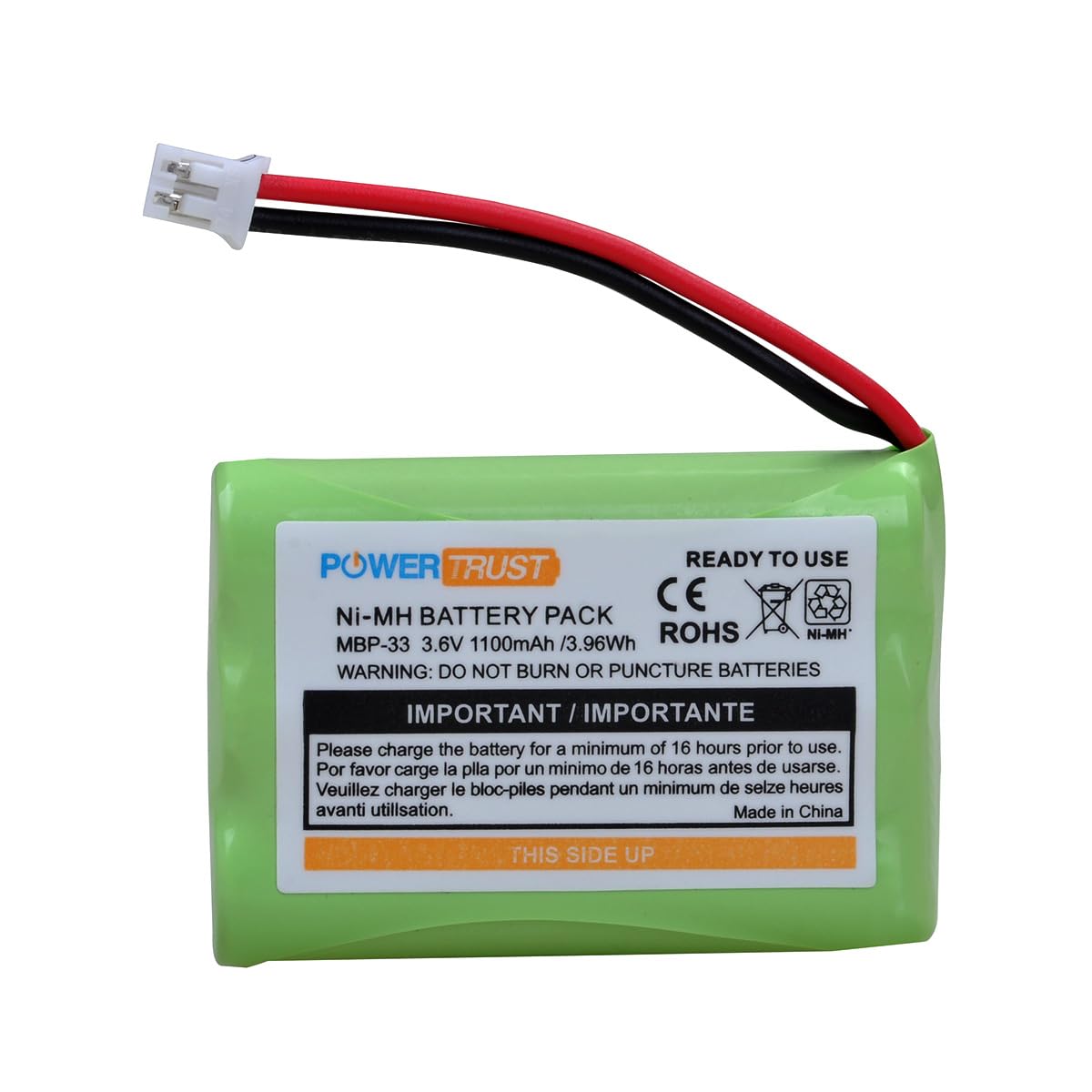 PowerTrust Ni-MH MBP33 Battery for Motorola MBP33 MBP36 MBP36PU MBP33S MBP33PU MBP35 MBP36S MBP41 MBP43 Baby Monitor