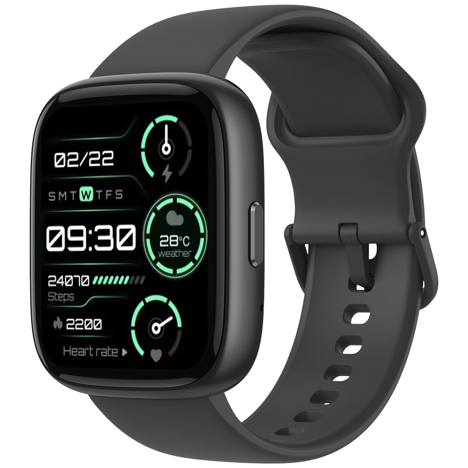 Smart Watch for Android iPhone, 1.8" HD Display Fitness Tracker with Heart Rate Sleep Monitor, Step Counter, Music Control, IP68 Waterproof Sports