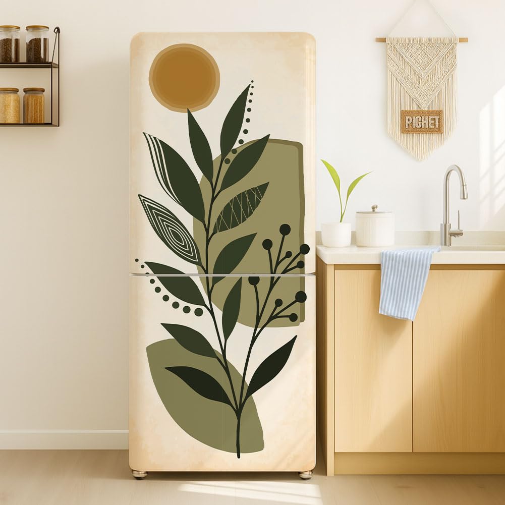 Set di 2 adesivi per porta del frigorifero, stile bohémien, autoadesivi, rimovibili, decorazione per cucina, bar, 41,5 x 200 cm