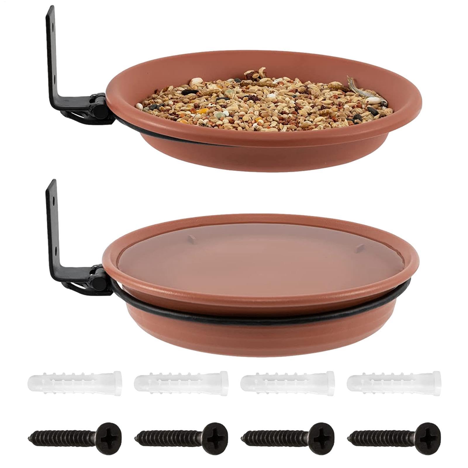Xoguue Tree Mounted Bird Feeder, 2pcs Fence Deck Bird Feeder Tray, Birds Water Feeders For Installed On Trees, Balcony, Outdoor Walls
