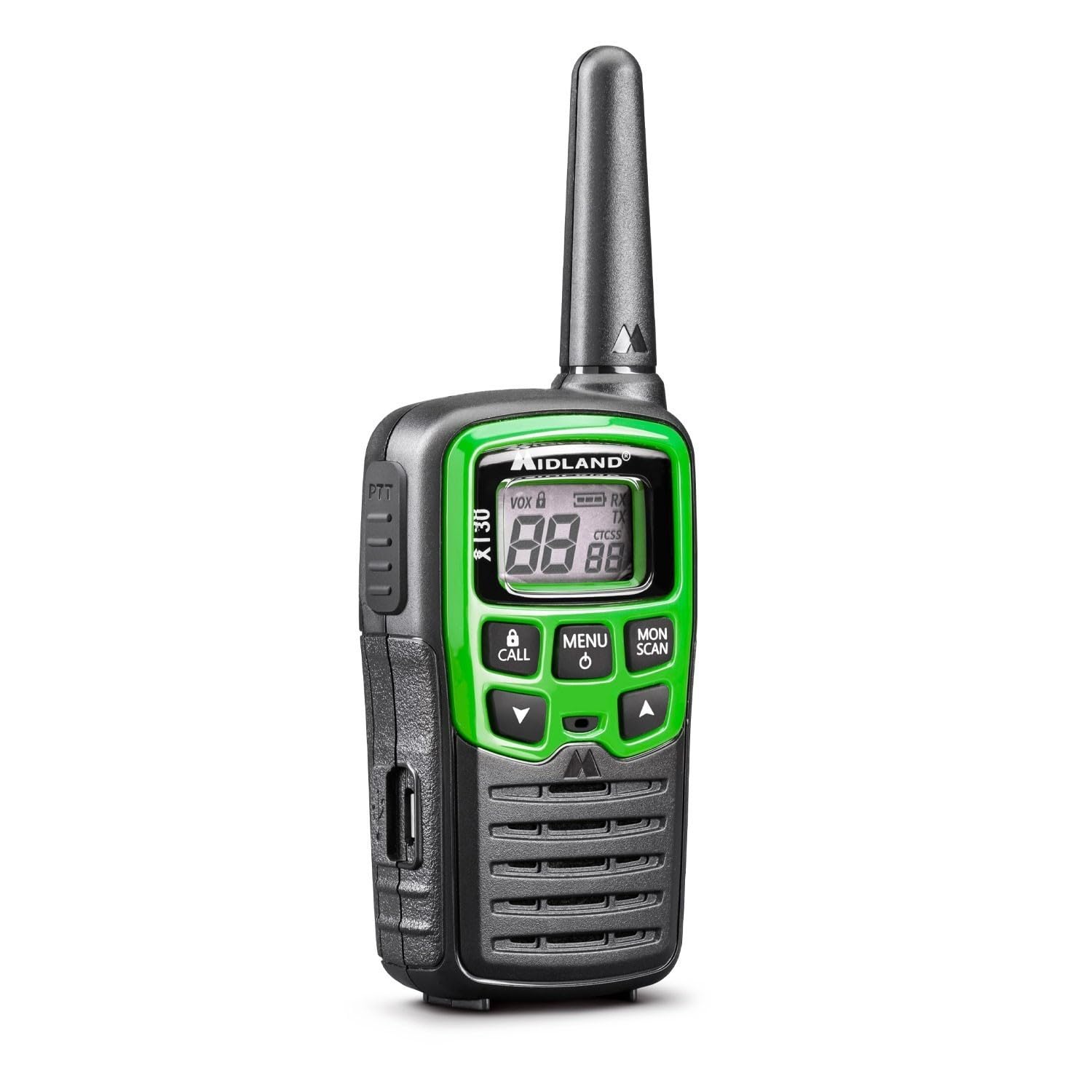 Midland XT30 PMR-Funkgerät mit Akku & Ladekabel, 6 km Reichweite, 16 Kanäle, VOX-Funktion, Walkie Talkies mit hervorragender Sprachqualität, Paar, grün
