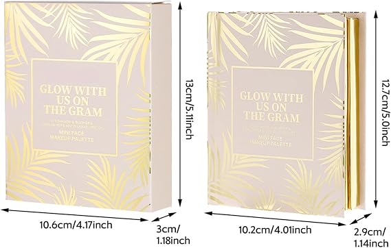 Makeup Book Palette 12 Colors Eye Shadow | Book-Style Glitter Eyeshadow Palette with 4 Blush and 4 Lipstick for Women Travel Beauty Party Daily