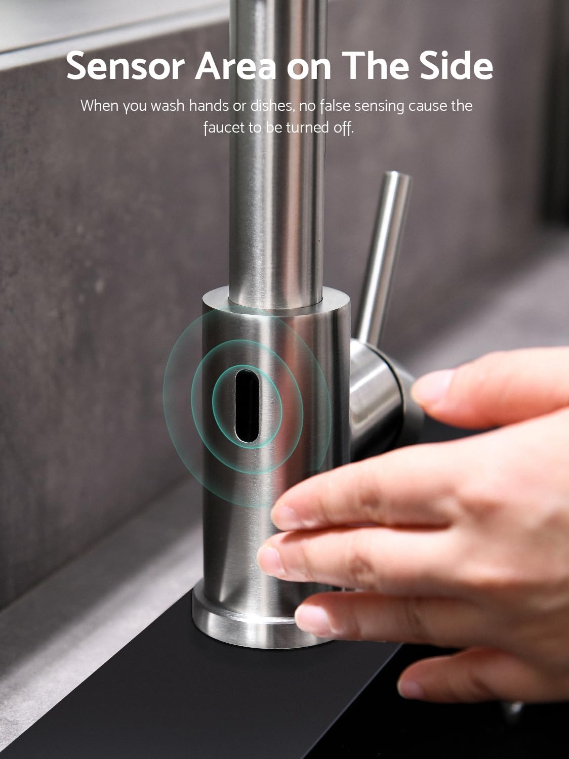 WEWE Touchless Kitchen Faucet with Pull Down Sprayer - Motion Sensor Kitchen Faucets Spring Single Handle Stainless Steel Kitchen Sink Faucet (Brushed Nickel) with Deck Plate