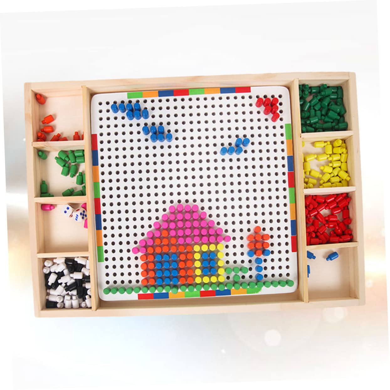 Puzzle Chiodini a Fungo in Legno Bianco, Set da 1, per Bambini | Puzzle per Unghie per Ragazzo Ragazza, Stimola Immaginazione e Creatività, per Uso Quotidiano e Compleanno