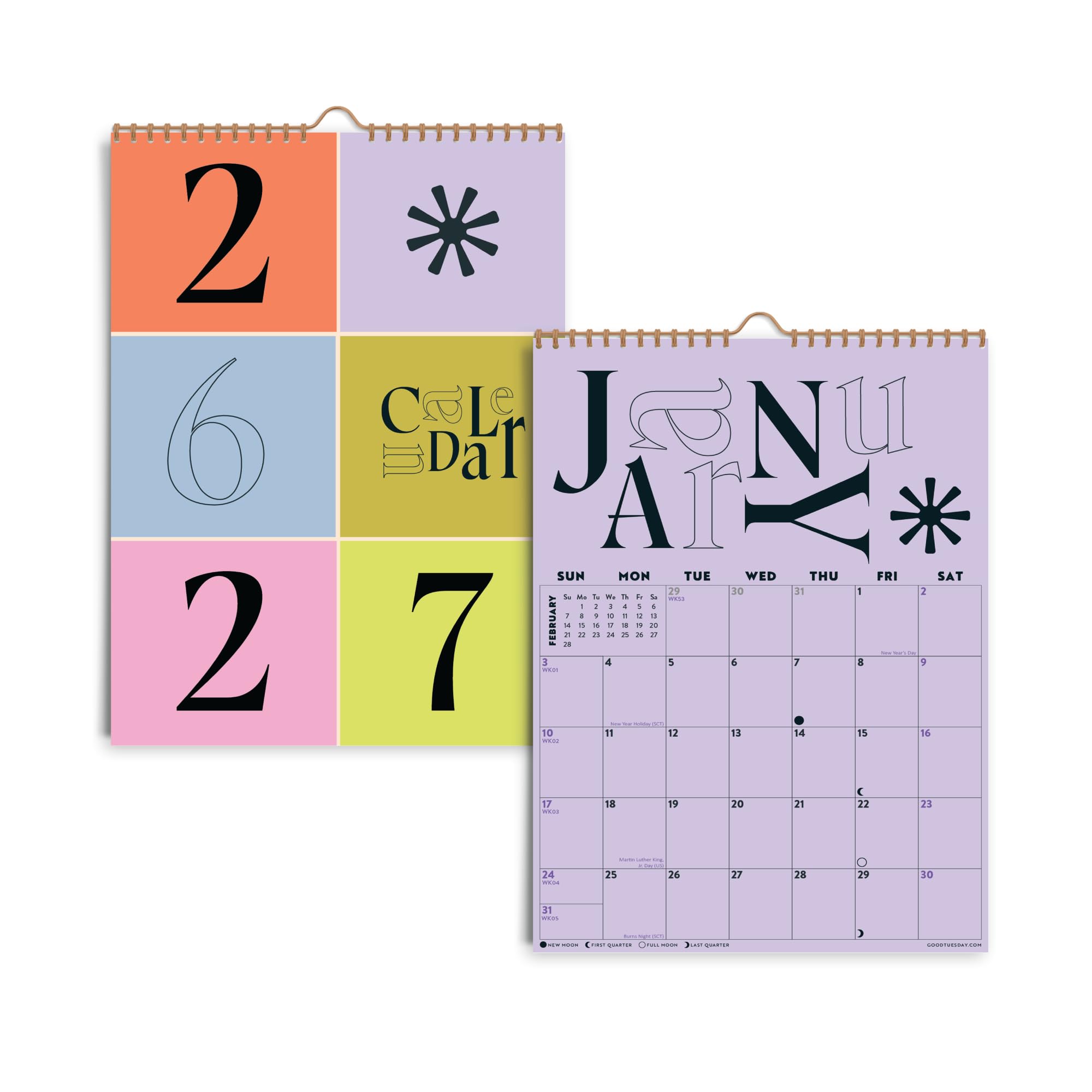 Good Tuesday - 2026-2027 Academic Calendar, A4 Calendar, Bleed Proof Paper, Playful Design, Made in the UK