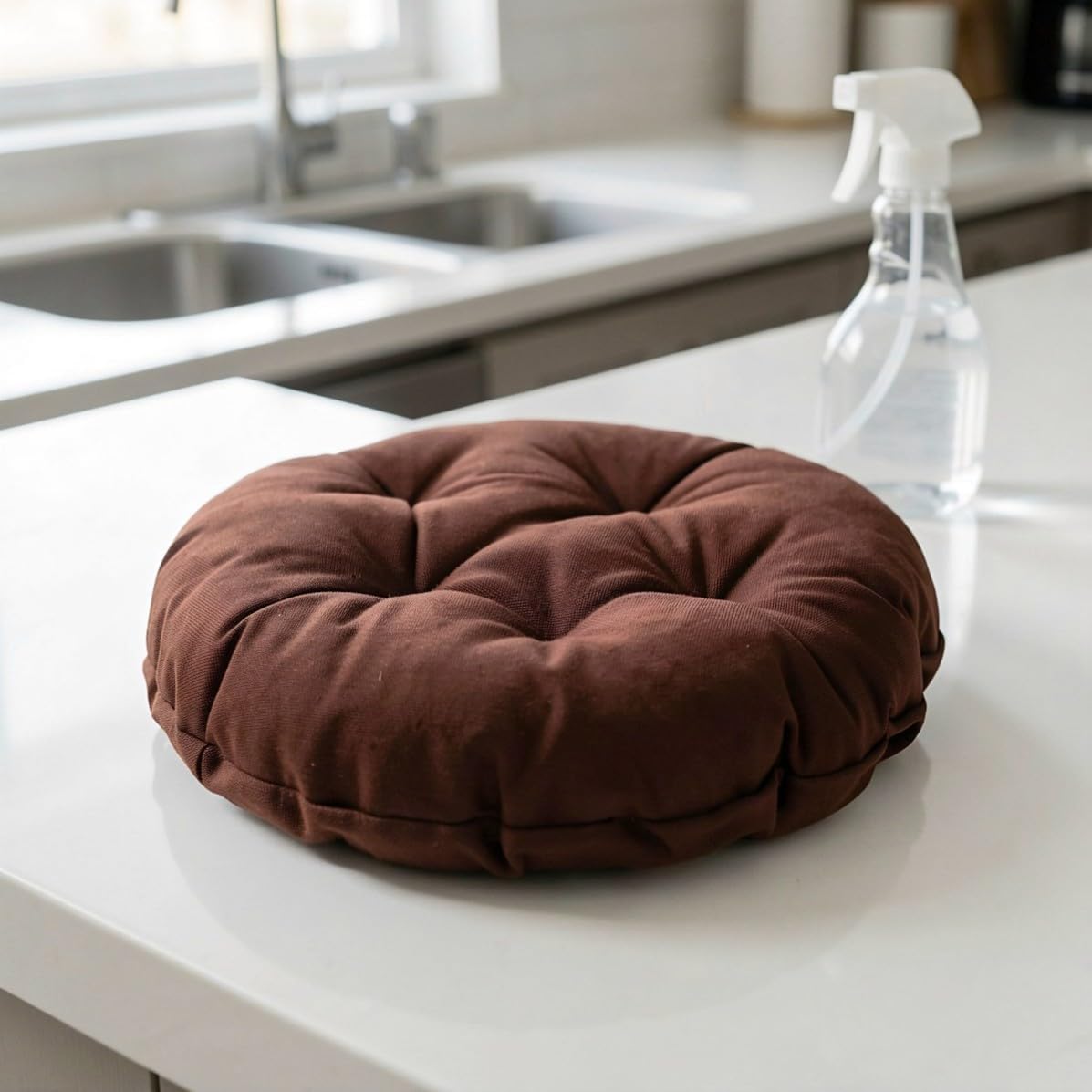 VICASKY Stretchy Round Stool Cover Coffee 14 Inch Padded Protector