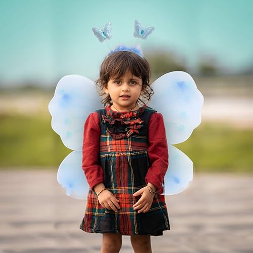 Vista 3 de TENDYCOCO Disfraz de hadas para niñas, alas de hada de mariposa, tutú, juego de disfraz con diadema