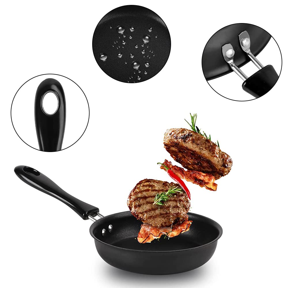 Padella Antiaderente OSALADI 14 Cm Set 2 Pezzi – Ferro Per Uova E Pancake, Adatta A Gas E Induzione - 5