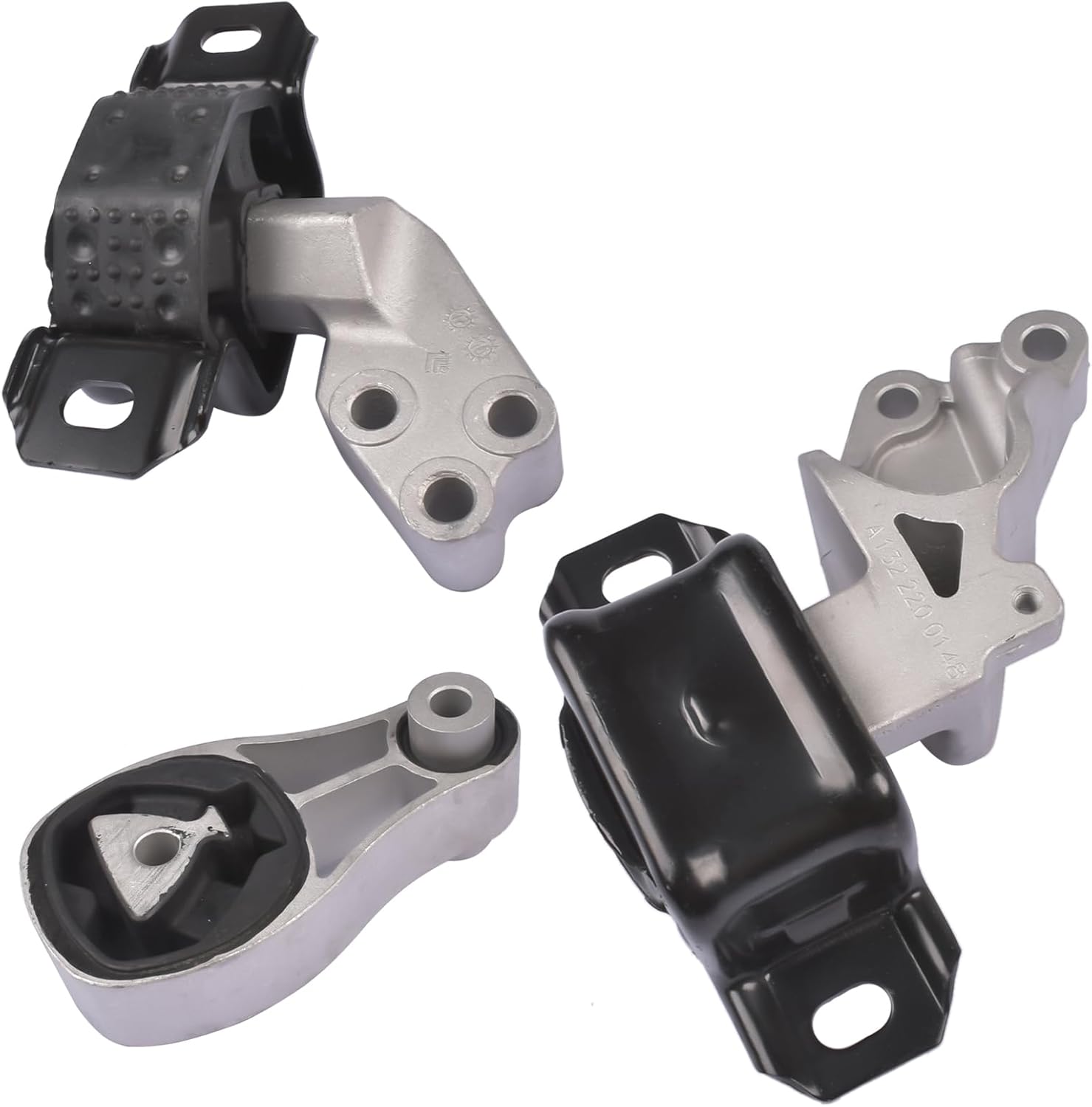 Set of 3 Engine and Transmission Mounts Front Rear Replacement for Smart Fortwo 451 2008-2015 1322200048 1322200148
