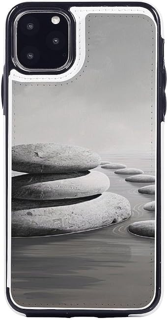 Wallet Case for iPhone 11 Pro Max, Grey Zen Stones Picture Prints Flip PU Leather Magnetic Shockproof Phone Case Cover with Card Holder
