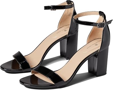 Bandolino Womens Armory Heeled Sandal, Black Patent, 8