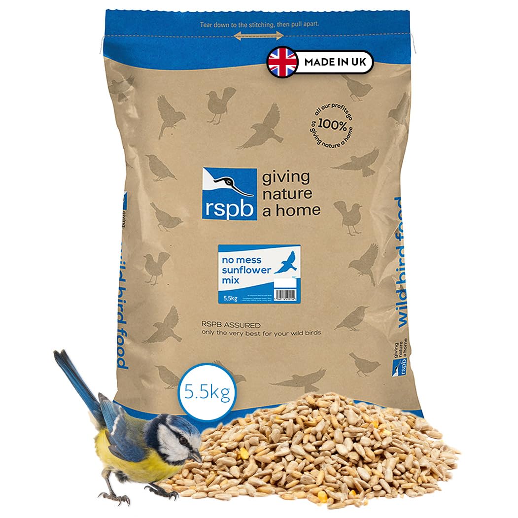 RSPB - No Mess Sunflower Hearts for Birds, High Energy and Protein, Wild Bird Food, Great for Feeders, Husk Free, Made in the UK (5.5kg)