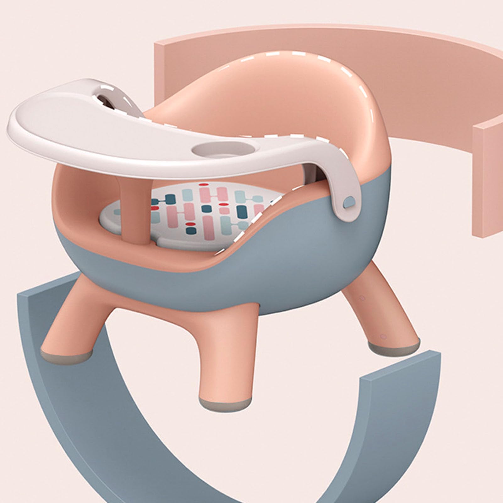 Silla de Alimentación Infantil, Cojín de Sonido Asiento Elevador de Alta Capacidad de Carga con Protección de Columna de Bandeja para el Hogar (PINK)