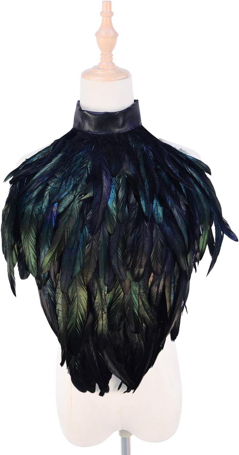 HOMELEX Feather Cape Shawl Costume Witch Wings Collar Adult Crow Neck