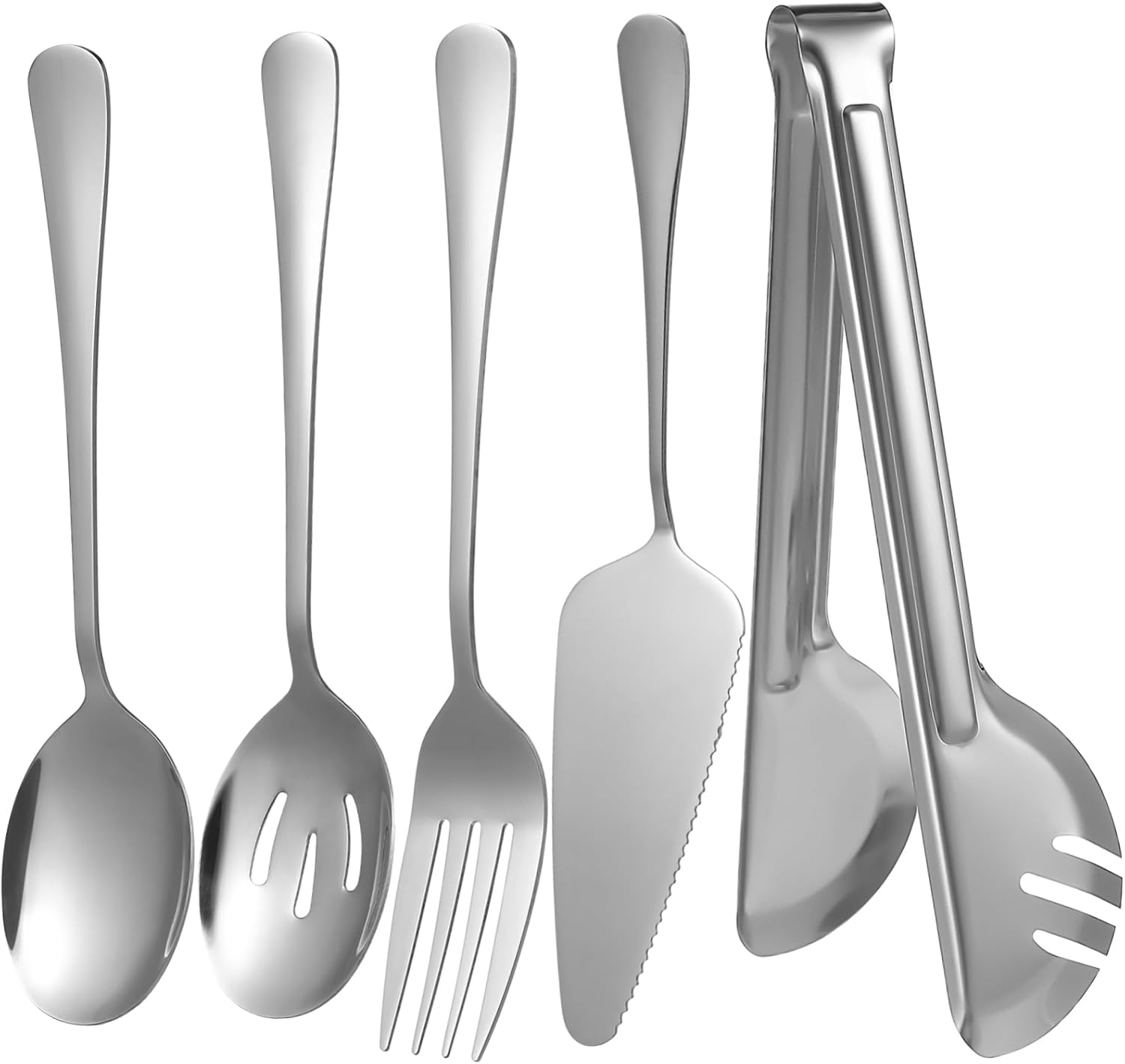 LABRIMP 1 Set Stainless Steel Serving Utensil Forks Spoons Tongs Server Elegant Design for Home Gatherings Picnics Camping Buffets