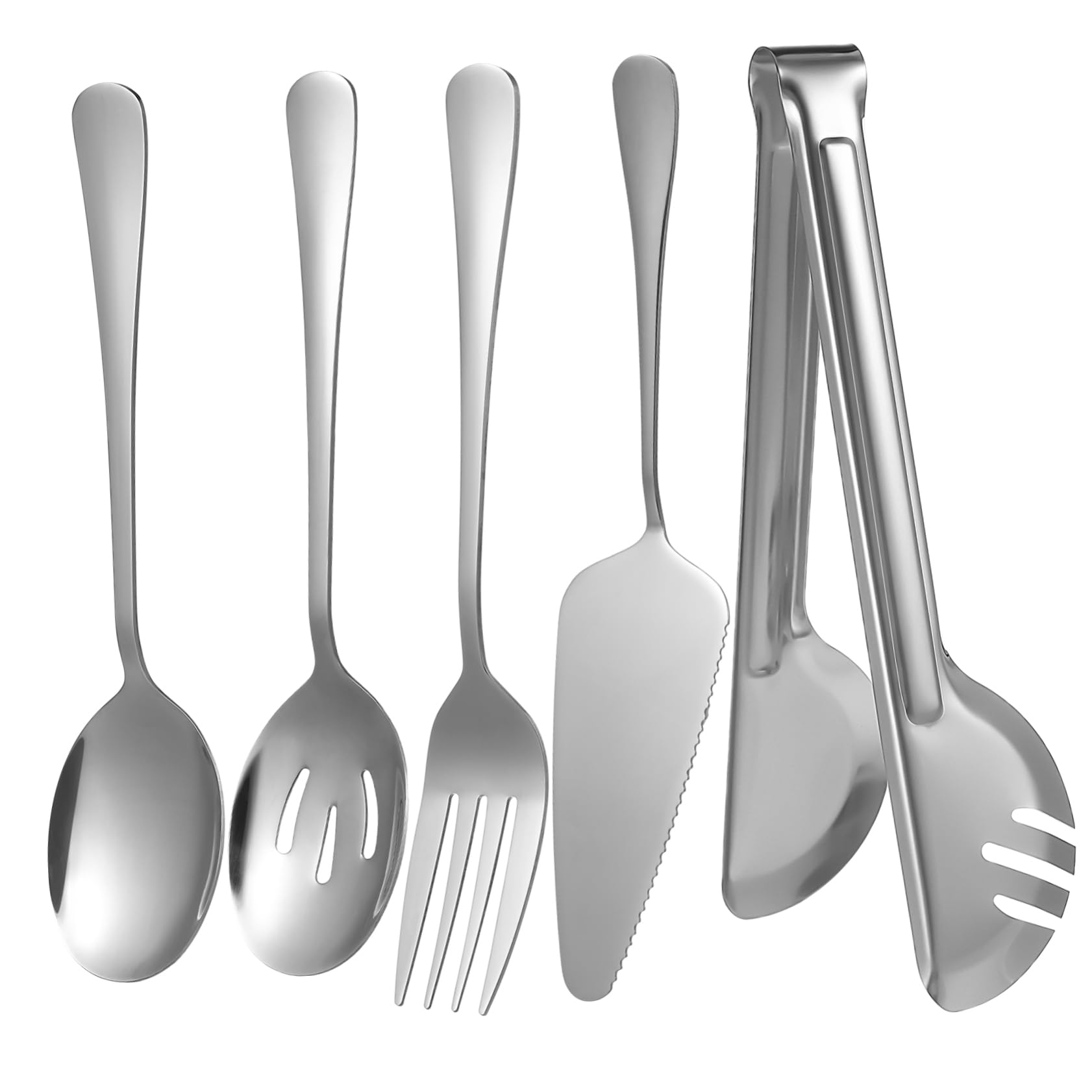 TOPBATHY Utensili da Cucina in Acciaio Inossidabile Cucchiaio da Servire Pinze Forchetta da Buffet di Posate per Insalata Catering Festa Cena Picnic Campeggio Tavolo