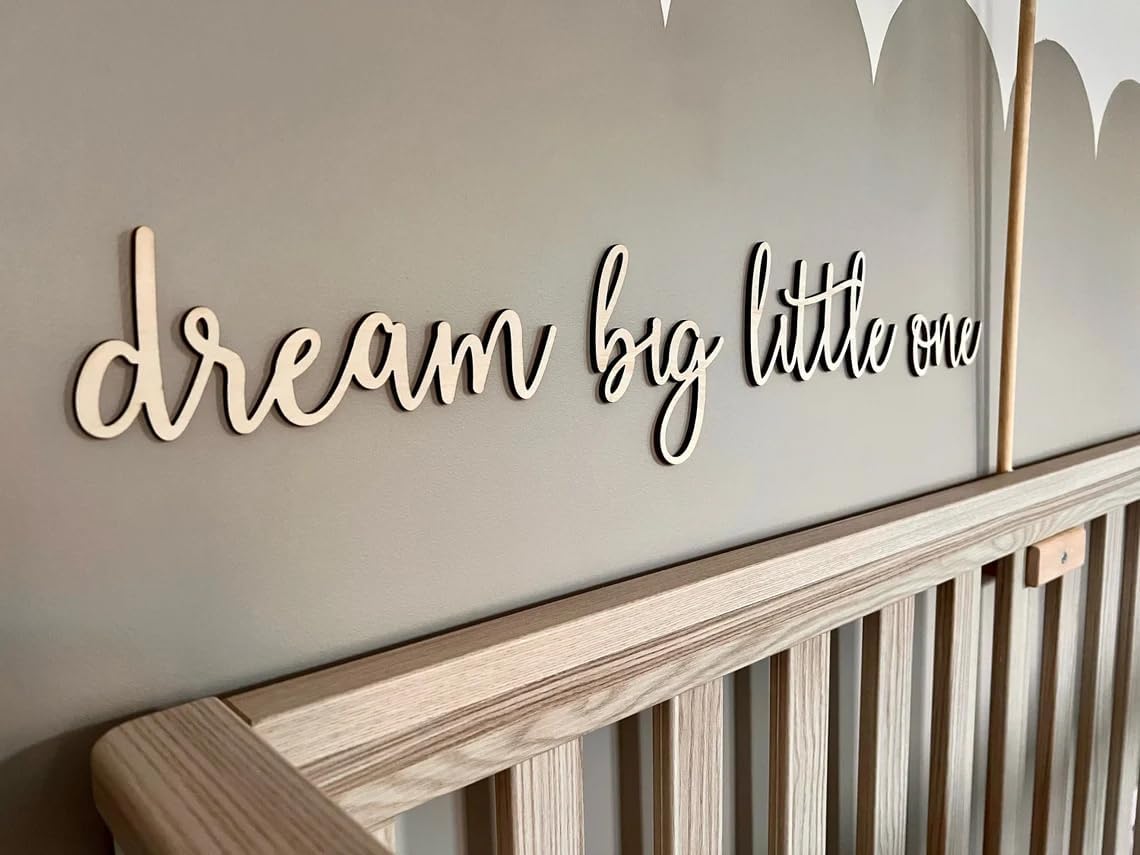 Wooden Dream Big Little One Sign for Backdrop - Nursery Wall Decor Wall Art Neutral Nursery Sign for Boys Girls Bedroom Home Farmhouse Living Playroom