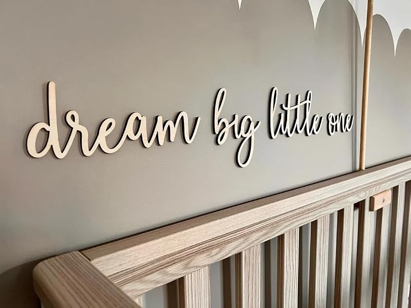 Wooden Dream Big Little One Sign for Backdrop - Nursery Wall Decor Wall Art Neutral Nursery Sign for Boys Girls Bedroom Home Farmhouse Living Playroom