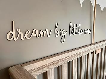 Wooden Dream Big Little One Sign for Backdrop - Nursery Wall Decor Wall Art Neutral Nursery Sign for Boys Girls Bedroom Home Farmhouse Living Playroom