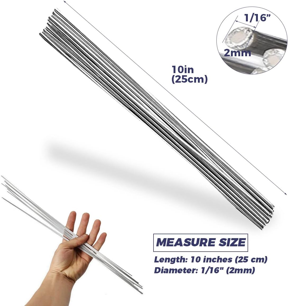 100-Pack Aluminum Welding Rods, Flux Core Welding Wire Solution Welding 1022℉ Low Temperature Aluminum Brazing Rods,No Flux Required, 1/16" x 10in