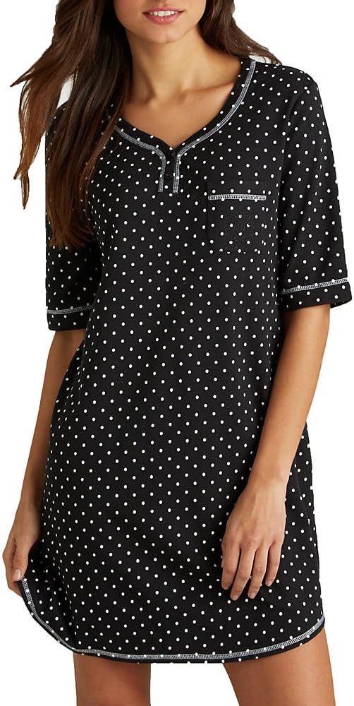 Karen Neuburger Women's Elbow Sleeve Henley Nightshirt