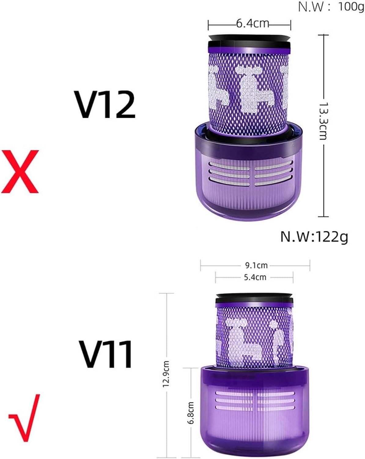 970013-02 Filter Replacement，Compatible For Dyson，V15/SV15/V11 Torque Drive/V11Animal/SV14/V15Detect Cordless Vacuum Cleaner Spare Part(Purple 3pcs)