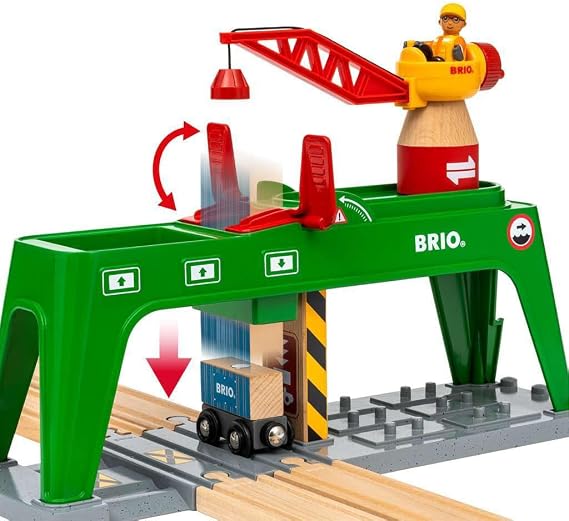 Brio Konteyner Vinci, Oyuncak | BRIO dünya setleriyle uyumlu konteyner kaldırma vinci, yaratıcı oyunu teşvik eder, dayanıklı ahşap tasarım, 3 yaş ve üzeri