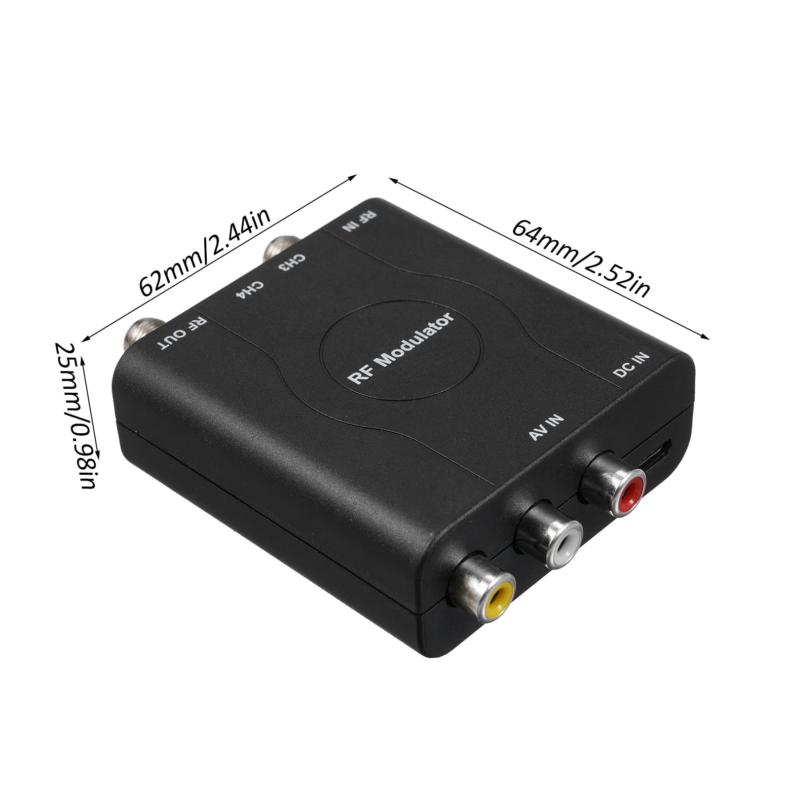 Modulatore RF,Modulatore RF Convertitore AV a RF Canali NTSC CH3/CH4 Adattatore Ingresso Video per TV con segnali analogici Convertitore demodulatore VHF HD Professionale per Sistema CATV