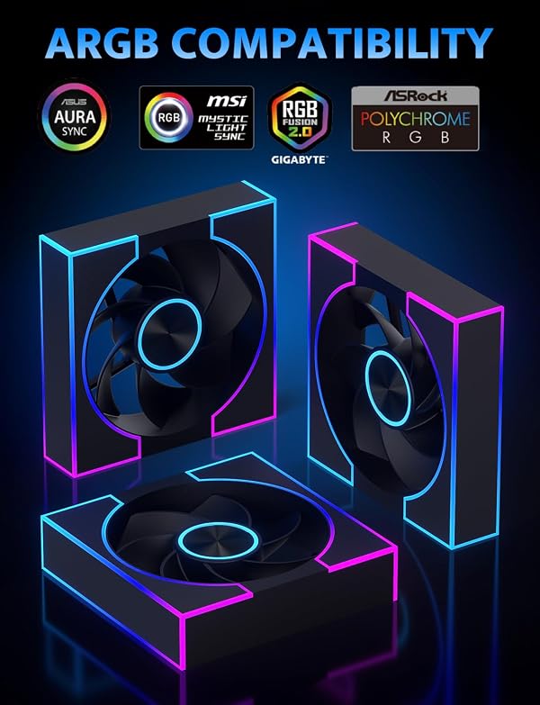 darkFlash 3-Pack 120mm PC Case Fans, PWM ARGB Sync, Addressable RGB Cooling Fans for Computer Case & High Airflow Reverse(DM8R LINE, Black) by darkFlash - Used condition - Image 5