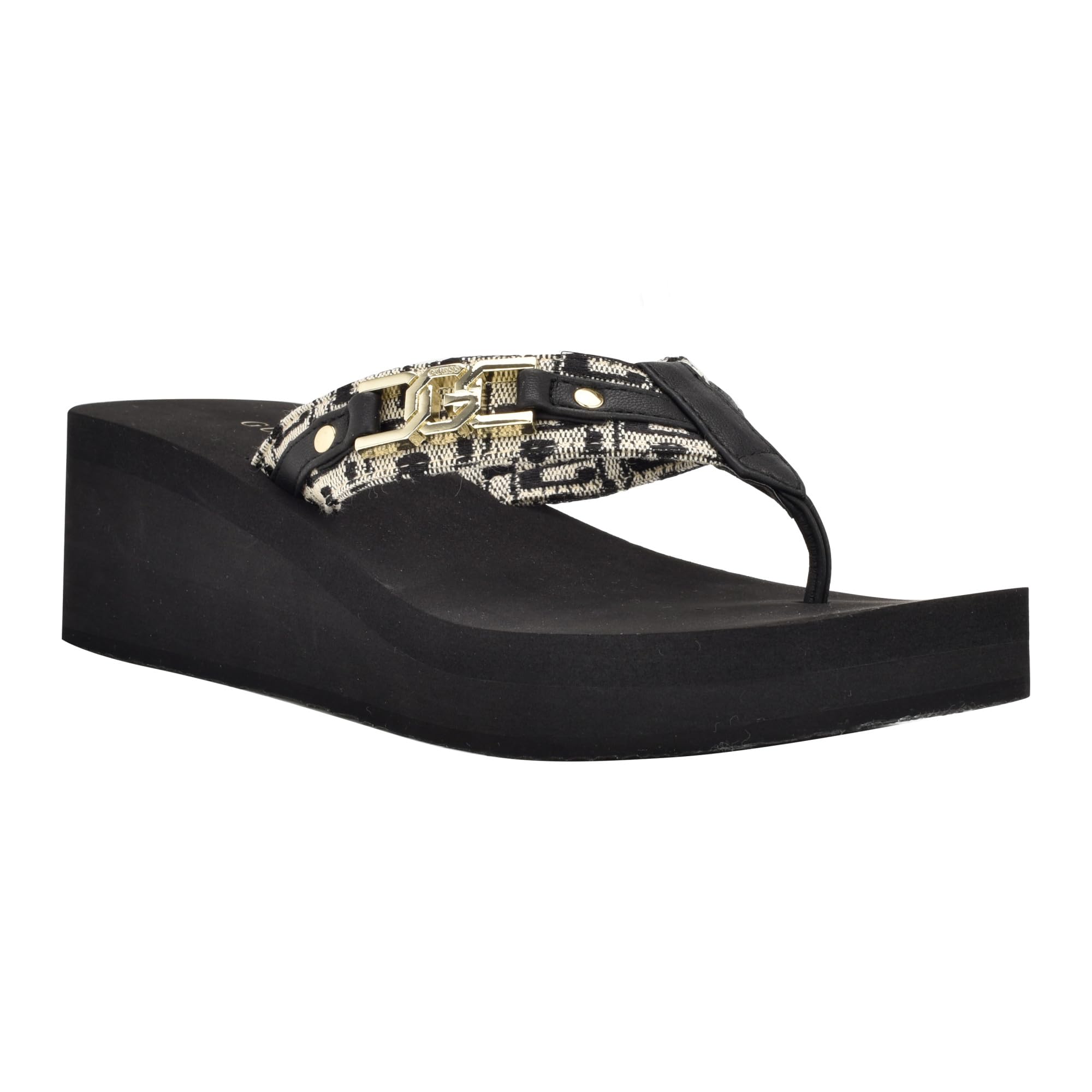 GUESS Women's Ediva Wedge Sandal, Black 001, 8 UK