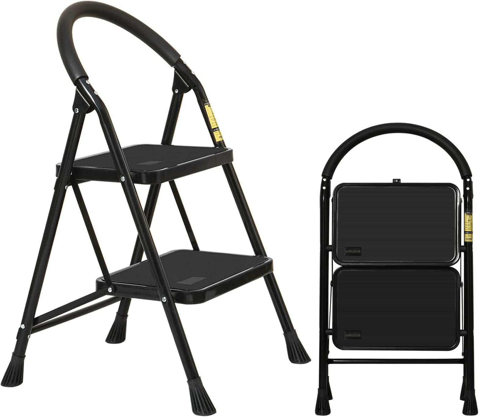 Lightweight 2 Step Ladder Step Stool Easy to Use Heavy Duty Steel Folding 330lbs Capacity Ladder for Kitchen