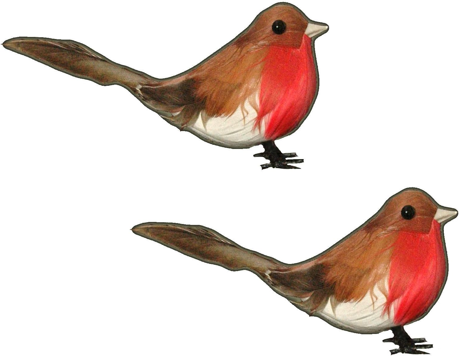 Toyland® Pack of 2 - Wired Robins - Cake Toppers - Christmas Tree Decorations