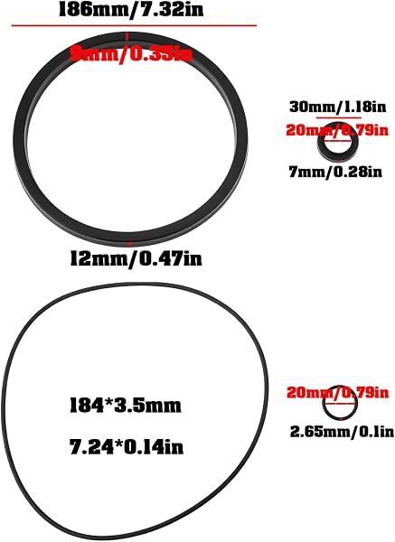 EMSea Kit de 6 Juntas para Cilindro Destalonador Neumáticos para Máquina Desmontadora Neumáticos 186Mm de Diámetro. Reparación Cilindros Hidráulicos - 4