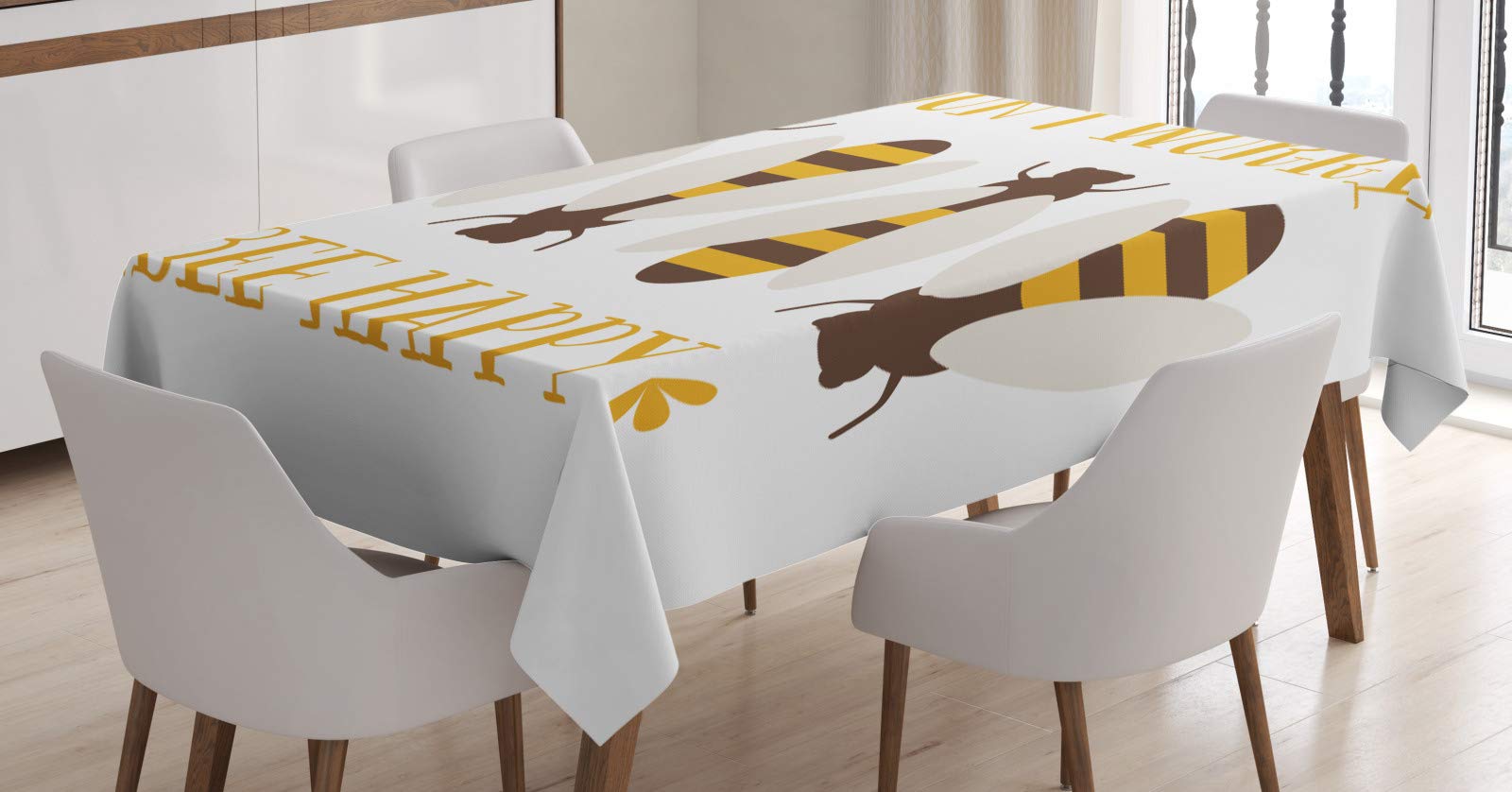 ABAKUHAUS Tovaglia Rettangolare Api E Fiori - 140x200 Cm In Poliestere Impermeabile