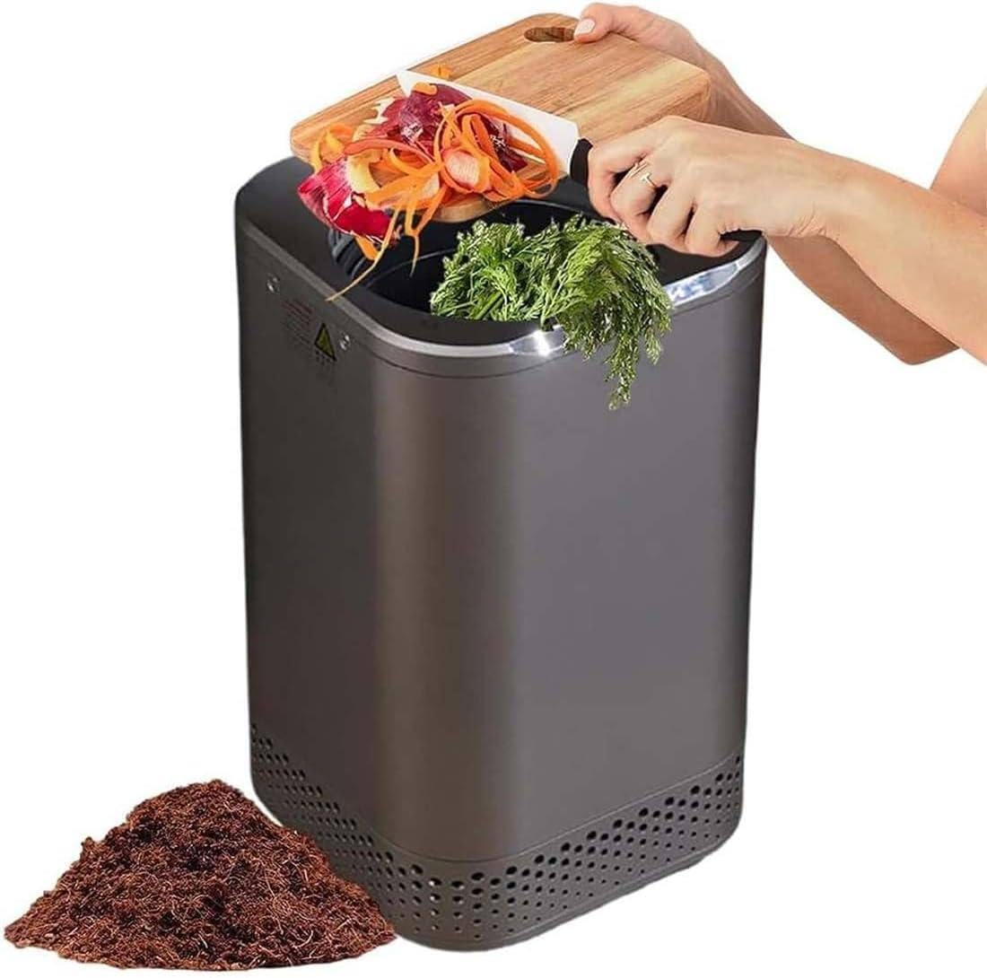 Qiang Compostador De Cocina Inteligente para Residuos De Cocina,Triturador De Residuos De Alimentos Eléctrico con Diseño De Un Solo Botón,Ciclador Automático De Alimentos con Filtro De Secado