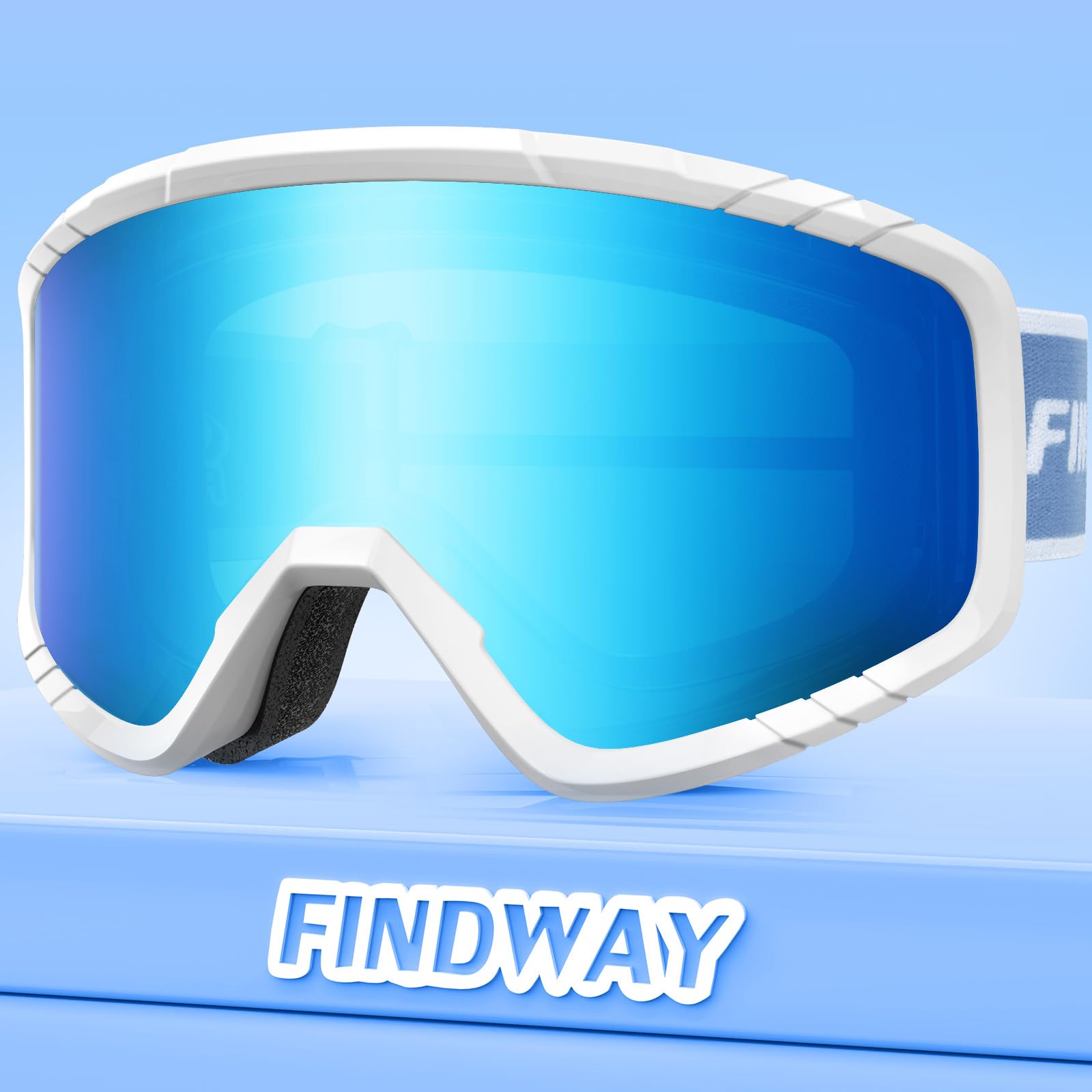 Findway Maschera da Sci, Occhiali da Sci per Uomo Donna Teenager OTG Maschere Sci, 100% Anti-UV Maschera Sci, Anti Nebbia, Adatto a Snowboard, Motocross e Altri Sport Invernali