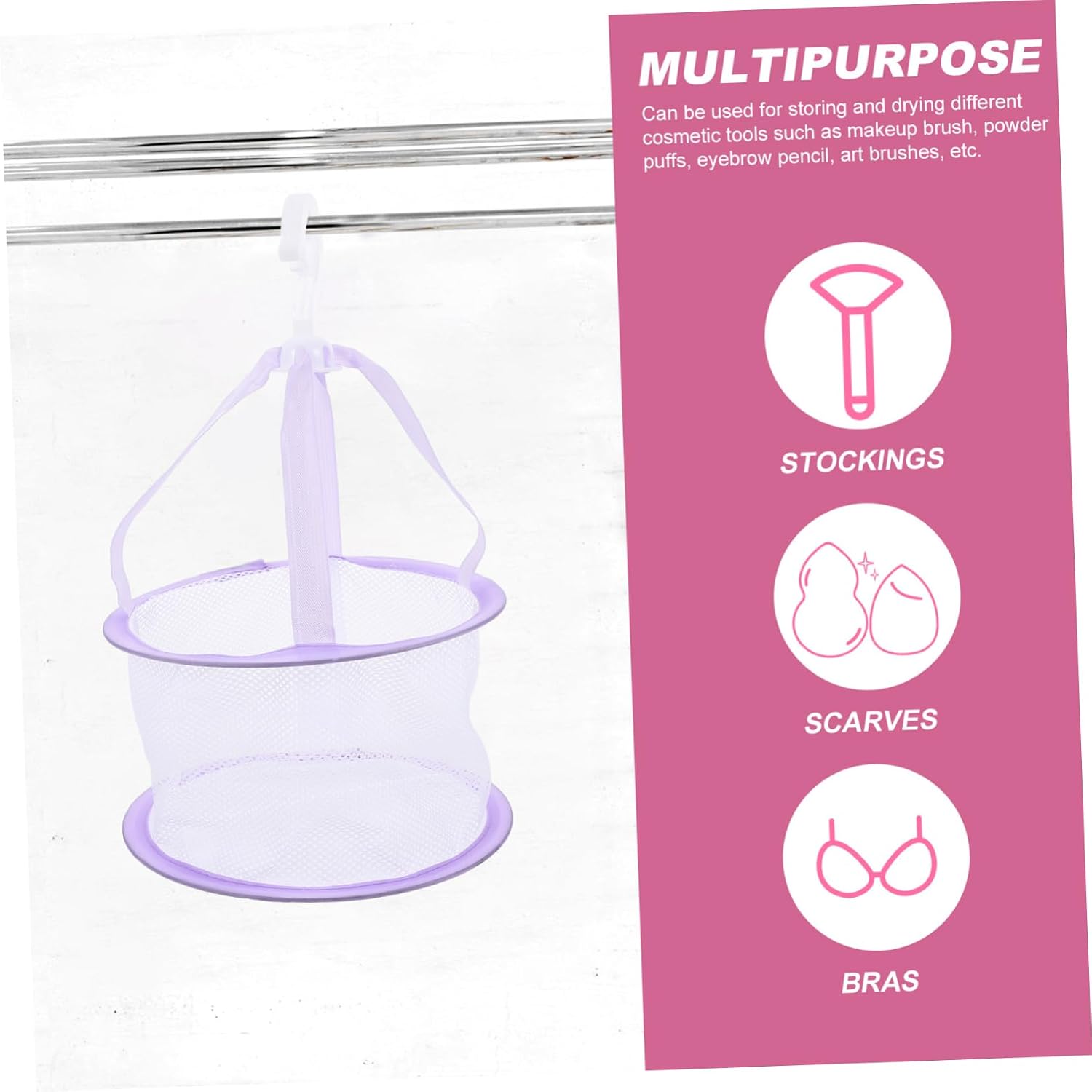 Cosmetic Brush Drying Holder Mesh Basket for Makeup Tools Purple
