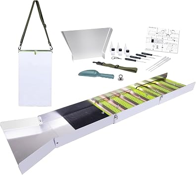 50" Complete Sluice Box Gold Panning Kit, Premium Aluminum Alloy Portable Folding Sluice Box, Lightweight Gold Prospecting Tool for Adults Rivers, Creeks, Dredging