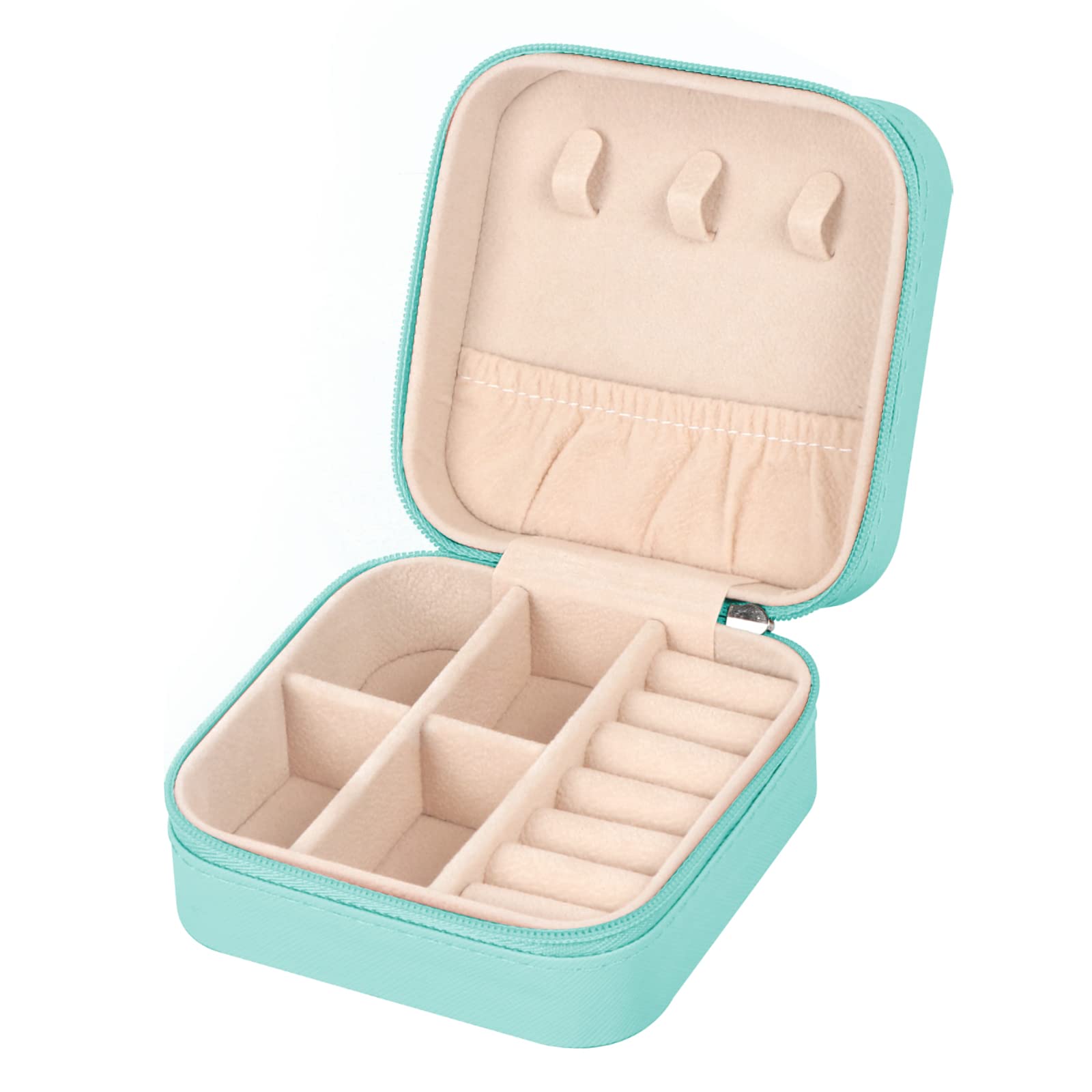 MFXIP Travel Jewelry Case Small Jewelry Box Jewelry Organizer Storage Case Portable PU Leather Mini Jewelry Travel Case for Girls Womens Earring, Necklace, Rings,Bracelets (S 1, Blue)